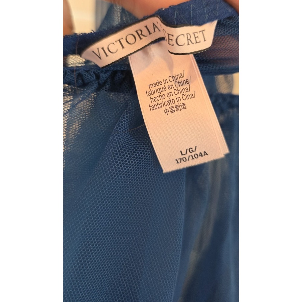 Victorias Secret Chemise Dream Angels Navy Blue Sheer Mesh Babydoll Lingerie L - Picture 6 of 9